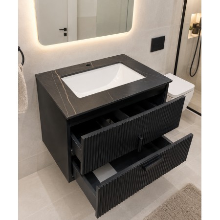 Set mobilier baie suspendat 60 cm cu oglindă LED A-22